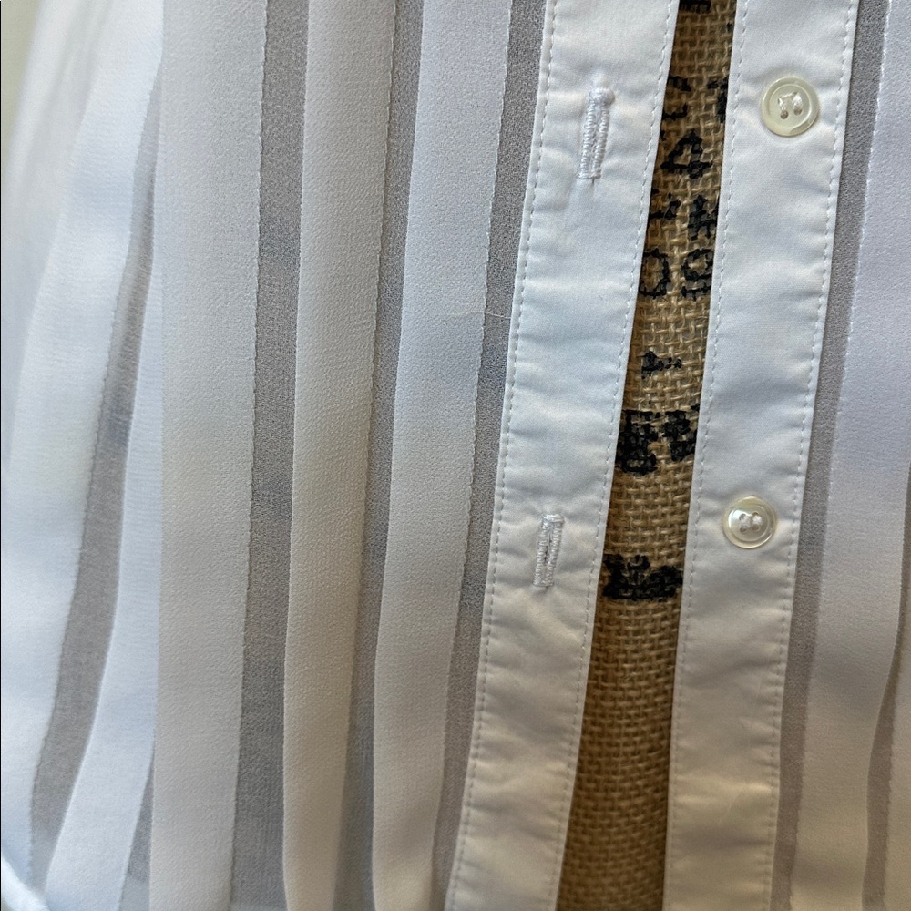 Bailey 44 Crisp White Top w/ sheer pleated panels down front - Picture 4 of 6